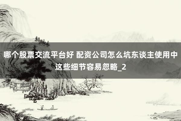 哪个股票交流平台好 配资公司怎么坑东谈主使用中这些细节容易忽略_2