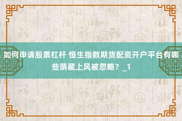 如何申请股票杠杆 恒生指数期货配资开户平台有哪些荫藏上风被忽略？_1