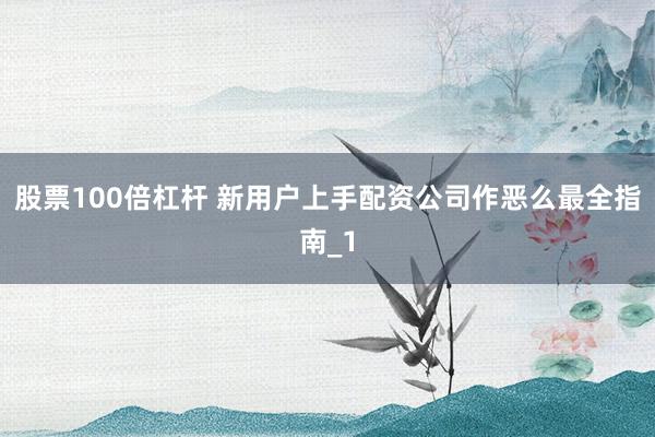股票100倍杠杆 新用户上手配资公司作恶么最全指南_1